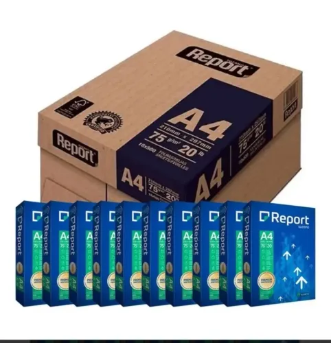 CAIXA DE PAPEL A4 COM 10 RESMAS REPORT