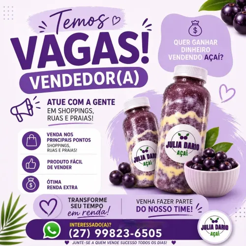 VENDEDOR(A) DE AÇAÍ NA GARRAFINHA