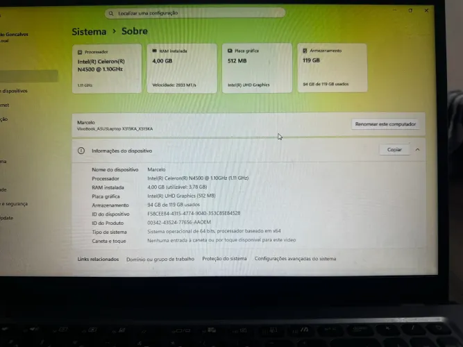 Vendo Notebook ASUS com Windows 11