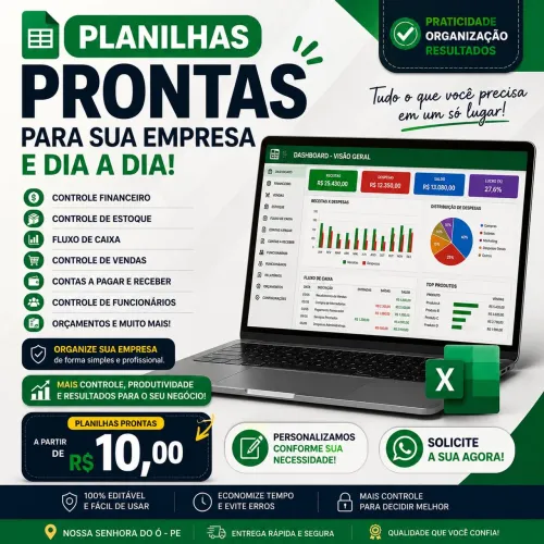 ? PLANILHAS PRONTAS PARA SUA EMPRESA E DIA A DIA! ?