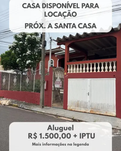 Casa para locação próxima à Santa Casa  espaço, conforto e ótima localização!