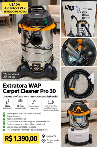 Extratora de Carpetes e Estofados WAP Carpet Cleaner Pro 30