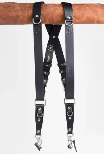 Alça Strap Dupla de Câmera de Fotografia - COURO, Just Live, Profissional.