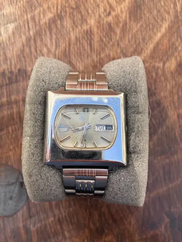 relógio seiko 5 automático 6119 vintage tv dial - funcionando