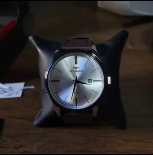 Relógio Technos Steel Masculino Quartzo Prateado 2115MPP/1K Couro Marrom