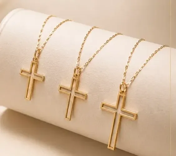 Corrente Cartier com Pingente Cruz em Ouro 18k 750