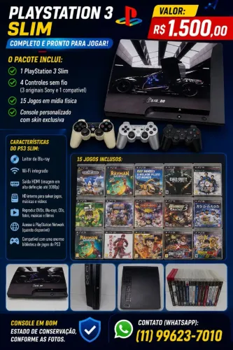 Playstation 3 com 4 controles
