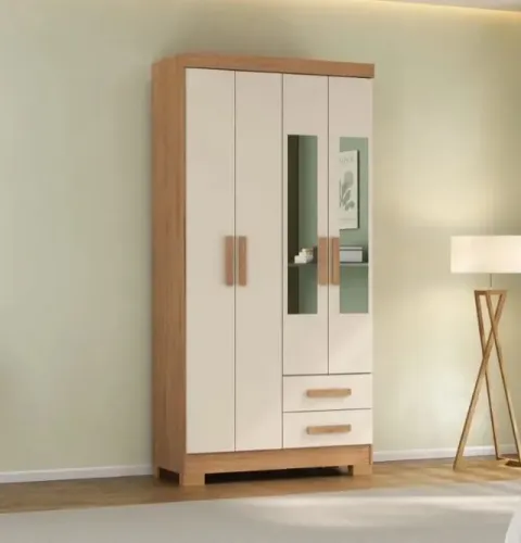 GUARDA-ROUPA S. L. 4 PORTAS 2 GAVETAS Dividimos Em Até 10x Sem Juros