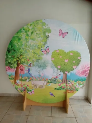 Tecido sublimado conjunto painel + cilindro de festa 
