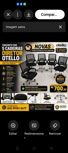 Conjunto de 5 Cadeiras de Escritório