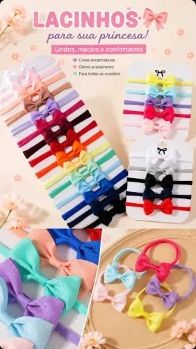 kit 10 laço infantil para rescem nascido colorido 