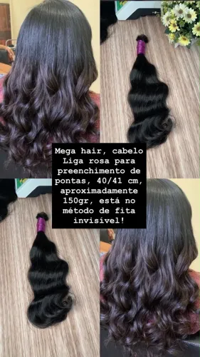 Mega hair cabelo liga rosa, 40/41 cm, aproximadamente 150gr, está no método fita invisível
