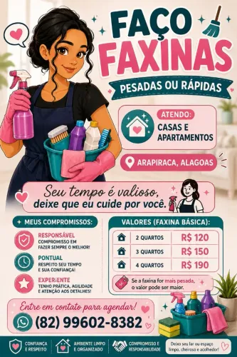 Faxineira/Diarista: Arapiraca-Al