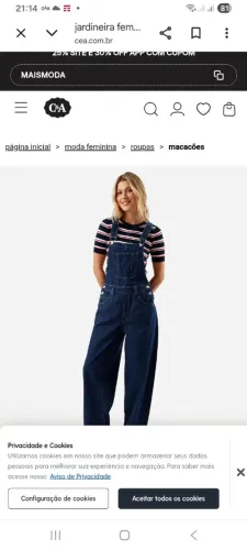 Jardineira/Macacão jeans feminino