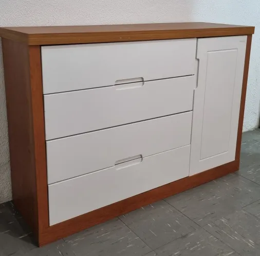 Cômoda Tutto com Porta branco e madeira