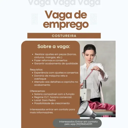 Vaga para costureira 