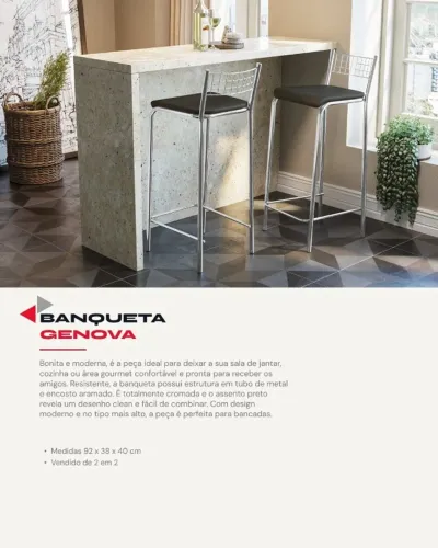 Caixa c/ 4 Banquetas Genova