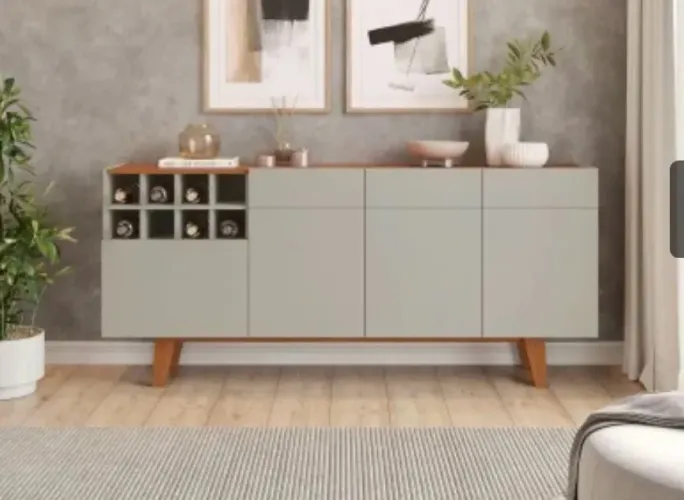 Buffet Philadelphia 4 Portas com Adega 180 cm - Mavaular Off White