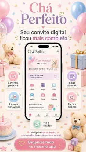 Convite para chá de bebê chá perfeito 