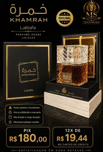 Perfume Árabe KHAMRAH Lattafa Original Importado.