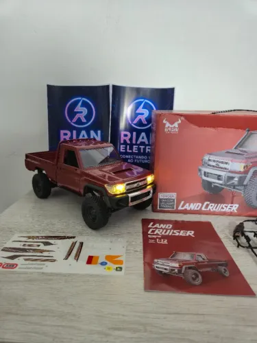 Carro Toyota Land Cruiser Vermelho Controle Remoto LED Off-Road | Cartão e Frete Grátis