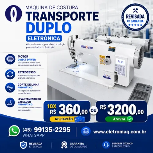 Maquina Costura Reta Transporte Duplo Eletrônica