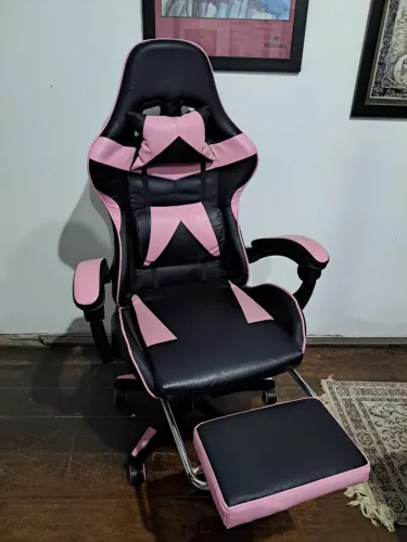 Cadeira Gamer Rosa Prizi Canvas