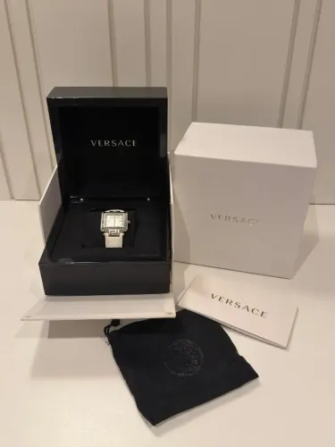 Relógio Versace LSQ99 (Ref. 88Q) Quadrado Branco Safira - Original e Novo