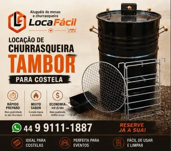 Aluguel/locação Churrasqueira Tambor para Costela Defumada 200Lt