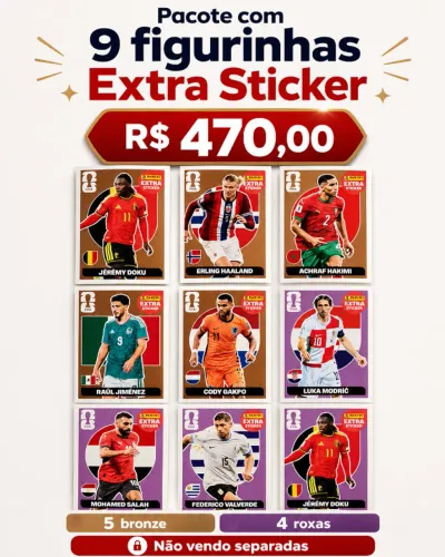 Vendo pacote com 9 figurinhas Extra Sticker da Copa.