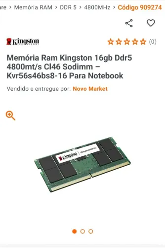 Memória RAM Kingston 32GB/2x16 DDR5 44800