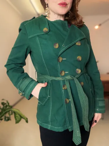 Casaco Trench Coat M/G Verde Estonado