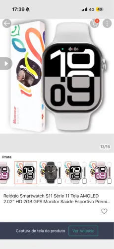 Relógio Smartwatch S11 Série 11 Tela AMOLED 2.02"