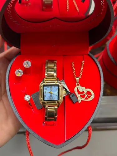 Kit feminino 5em1 relógio luxo