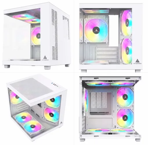 GABINETE GAMER ACEGEEK TIDE, MID-TOWER, LATERAL DE VIDRO, BRANCO