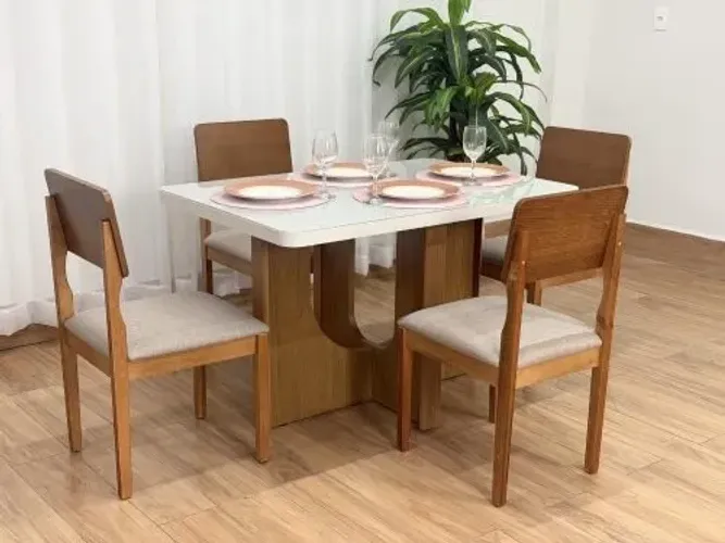 Mesa de Jantar Dora 1.20×0.80m c/ 4 Cadeiras Ana