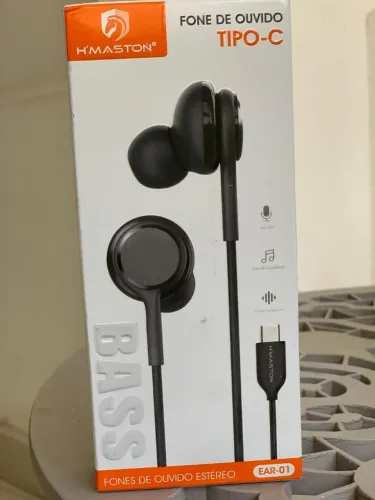 Fone de Ouvido Com Fio EAR-01 Tipo-C Fones de Ouvido Estéreo Com Microfone HD *