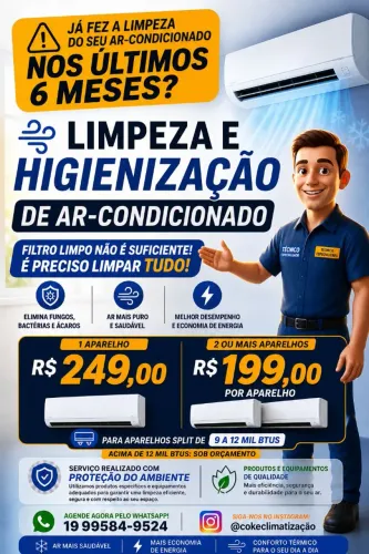 Limpeza e Higienização de Ar-Condicionado em Indaiatuba 