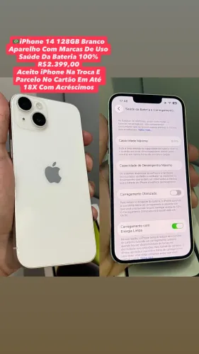 iPhone 14 128GB Branco - Aparelho Com Marcas De Uso (Usado)