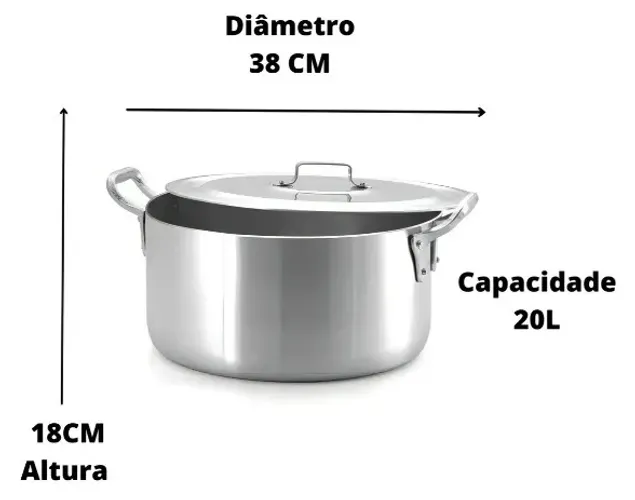 Caçarola Industrial Restaurante Nr38 20 Litros