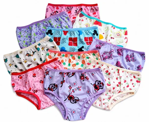 Kit 10 Calcinhas Infantis Malha 100% Algodão Cores Lisas/Estampadas