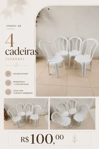 4 cadeiras de plástico (usadas)
