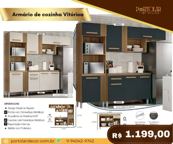 Armário de cozinha Vitória, a pronta entrega