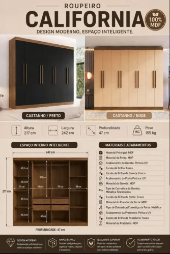 Guarda roupa Califórnia MDF