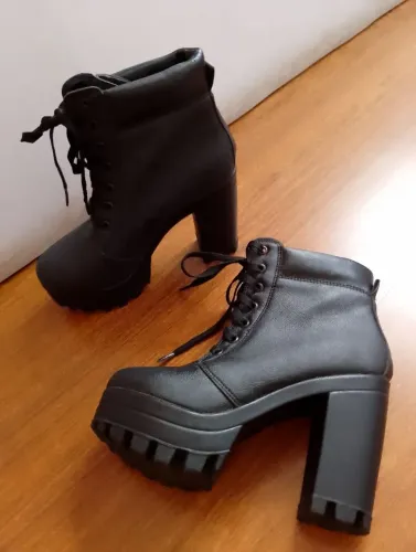 Bota Coturno Preta Tratorada