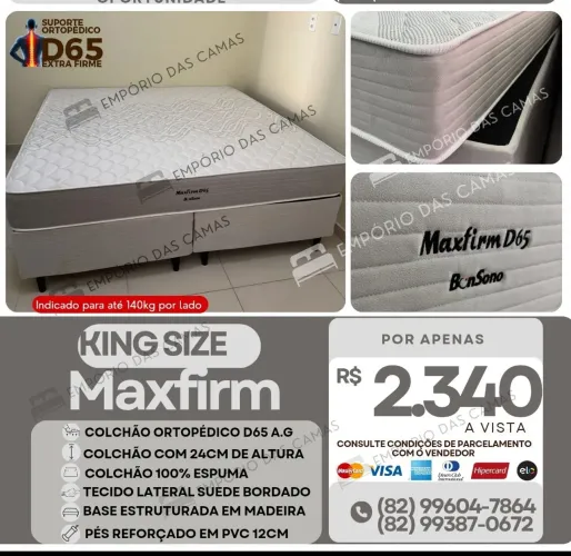 Cama king size ortopédico Bonsono 100% espuma base bipartida e colchão