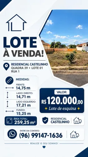 Lote a venda no Residencial Castelinho