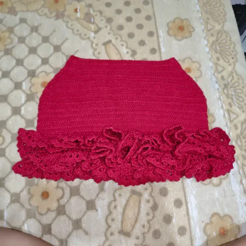 Saia de Crochê Paixão Babado Duplo