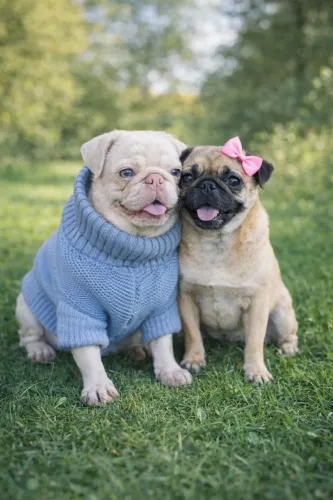 Pug exóticos e abricot 