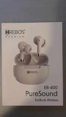 ?Fone de Ouvido Sem Fio Bluetooth Hrebos EB-400 PureSound Bege Off-White